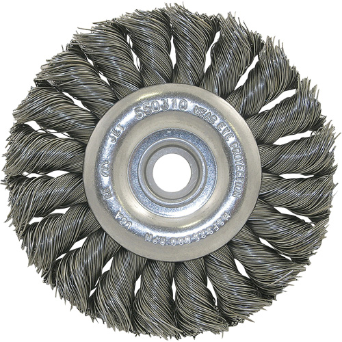 3K114 Brosse &agrave; fil nou&eacute;, non filet&eacute;, Dia. 3-1/4", Fils 0,014", Arbre 3/8"-1/2 TGS INDUSTRIEL