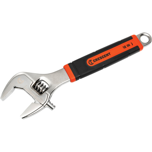 Adjustable Wrench, 12" L, 46 mm/3-1/5" Max Width, Chrome/Polished TGS INDUSTRIEL