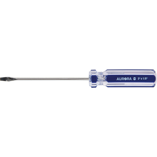 Tournevis &agrave; fente bleu transparent avec bandes , Tige de 1/8", Ronde, Prise en Plastique TGS INDUSTRIEL