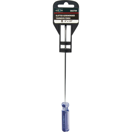 Tournevis &agrave; fente bleu transparent avec bandes, Tige de 1/8", Ronde, Prise en Plastique TGS INDUSTRIEL