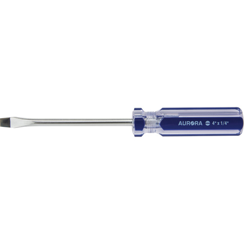 Tournevis &agrave; fente bleu transparent avec bandes, Tige de 1/4", Ronde, Prise en Plastique TGS INDUSTRIEL