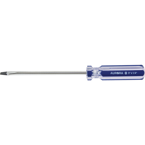 Tournevis &agrave; fente bleu transparent avec bandes, Tige de 1/4", Ronde, Prise en Plastique TGS INDUSTRIEL
