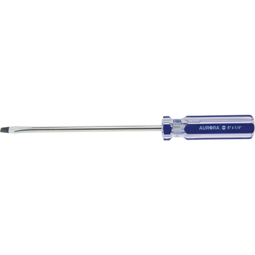 Tournevis &agrave; fente bleu transparent avec bandes, Tige de 1/4", Ronde, Prise en Plastique TGS INDUSTRIEL