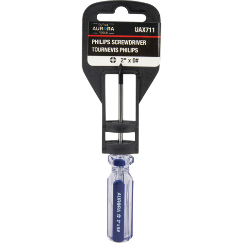 Tournevis Philips bleu transparent avec bandes, #0, Prise Plastique TGS INDUSTRIEL
