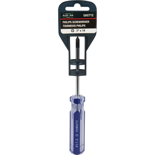 Blue Transparent Striped Philips Screwdriver, #1, Plastic Handle TGS INDUSTRIEL
