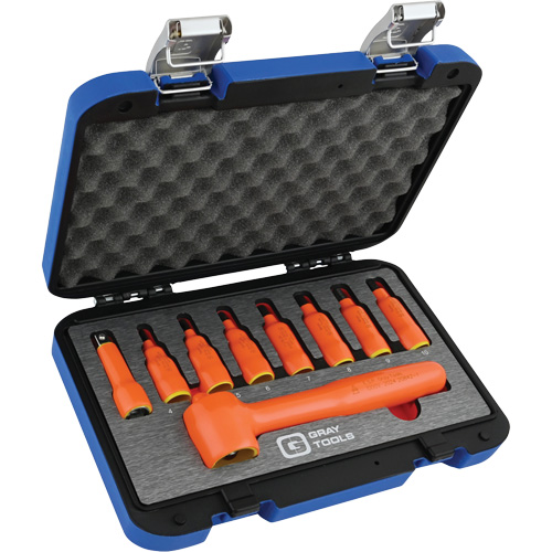 3/8" Drive Insulated Metric Hex Bit Socket and Attachment Set, 1000 V, 9 Pcs TGS INDUSTRIEL