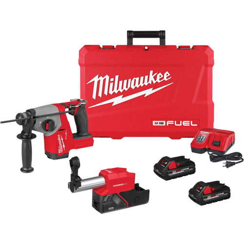 Marteau rotatif FUEL SDS Plus avec ensemble extracteur de poussi&egrave;re, 18 V, 5/8", 1400 tr/min TGS INDUSTRIEL