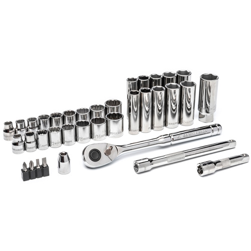 Jeu d'outils pour m&eacute;canicien &agrave; 72 dents, 12 pans et &agrave; prise de 3/8" TGS INDUSTRIEL