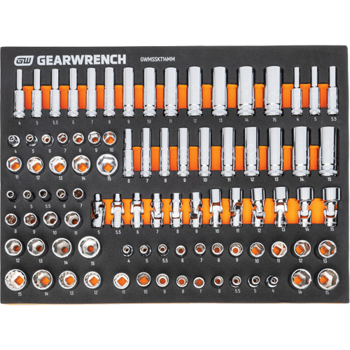 MEGAMOD Metric Mechanics Tool Set in Modular Foam Trays with Rolling Cabinet, 358 Pieces TGS INDUSTRIEL