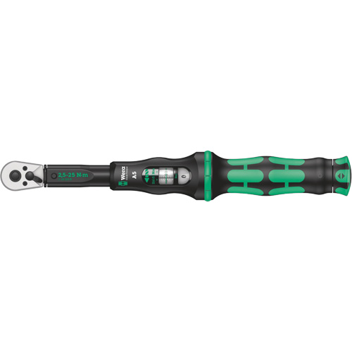 Cl&eacute; dynamom&eacute;trique Click-Torque A 5 avec cliquet r&eacute;versible, &agrave; cliquer, Entraînement 1/4" carr&eacute;, 2.5 - 25 Nm TGS INDUSTRIEL