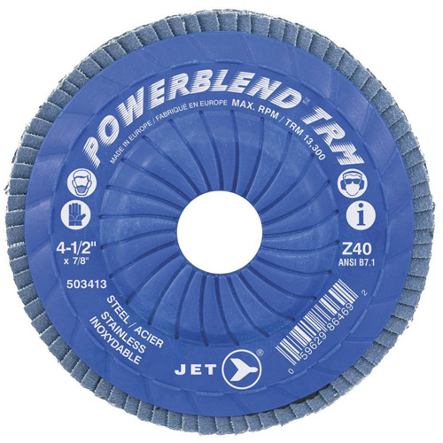 POWERBLEND TRM Trimmable Flap Disc, 4-1/2" x 7/8", Type 29, Z120 Grit, Zirconia Alumina TGS INDUSTRIEL