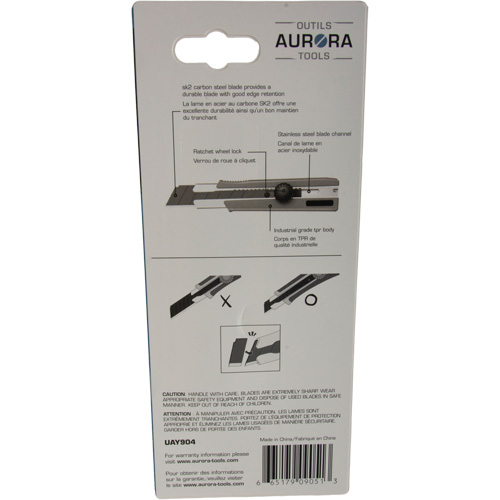 Couteau r&eacute;tractable de 25 mm, Acier inoxydable, Robuste, Prise en Caoutchouc TGS INDUSTRIEL