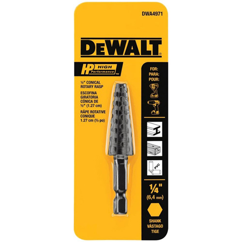 R&acirc;pe rotative conique haute performance 1/2" avec tige hexagonale 1/4" TGS INDUSTRIEL