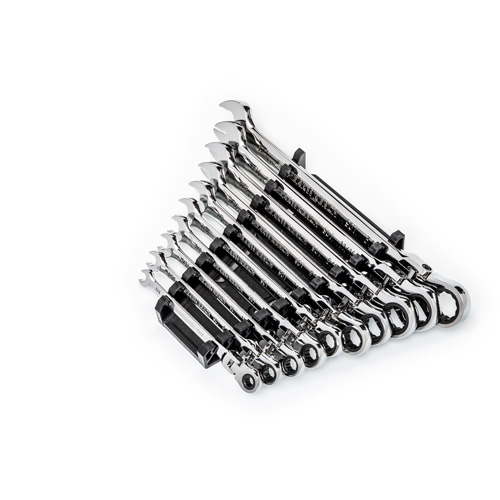 90-Tooth 12 Point SAE Wrench Set, Flex Head/Ratcheting Combination, 10 Pieces, Imperial TGS INDUSTRIEL
