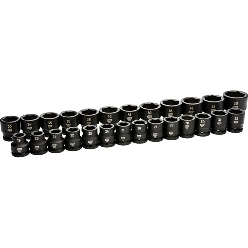 6 Point Metric Socket Set, 26 Pcs, Impact, 3/4" Drive Size TGS INDUSTRIEL