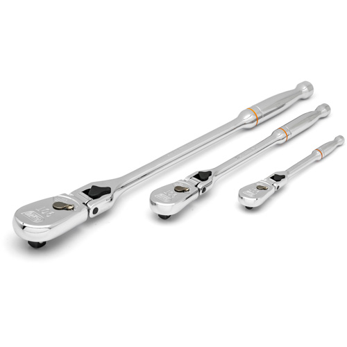 1/4", 3/8" & 1/2" Drive 90-Tooth Locking  Teardrop Ratchet Set TGS INDUSTRIEL