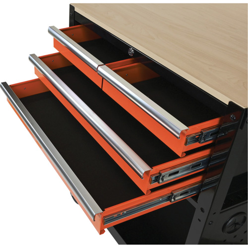Chariot utilitaire, 4 tiroirs, Noir/Orange TGS INDUSTRIEL