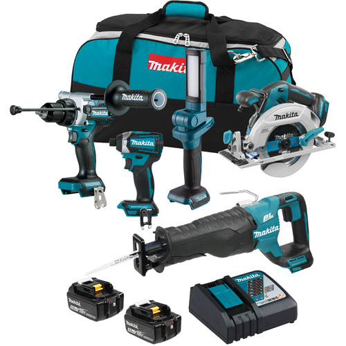 LXT Brushless Cordless 5 Tool Combo Kit, Lithium-Ion, 18 V TGS INDUSTRIEL