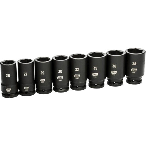 6 Point SAE Socket Set, 8 Pcs, Impact, 3/4" Drive Size, Deep TGS INDUSTRIEL