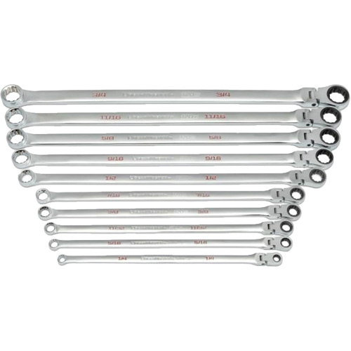 120XP Universal Spline XL Flex Head GearBox Wrench Set, Ratcheting Box, 10 Pieces, Imperial TGS INDUSTRIEL