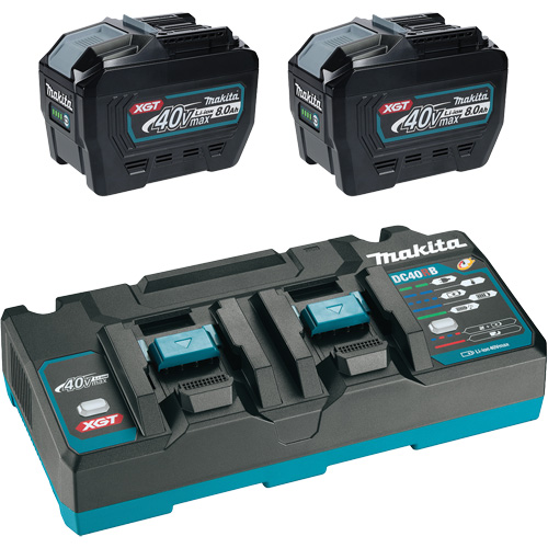 Ensemble de d&eacute;part XGT avec chargeur rapide &agrave; deux ports et deux batteries de 8?Ah, 40 V, Lithium-ion TGS INDUSTRIEL