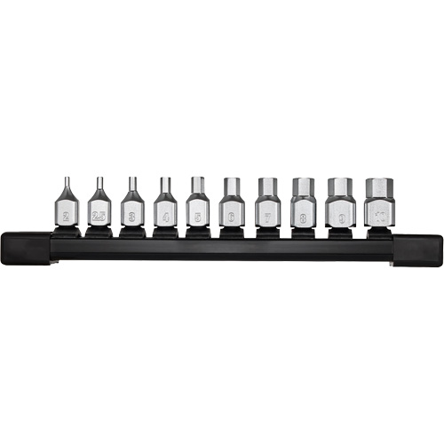 Low-Profile Metric Bit Socket Set, Hex, 1/4" Drive, 10 Pcs TGS INDUSTRIEL