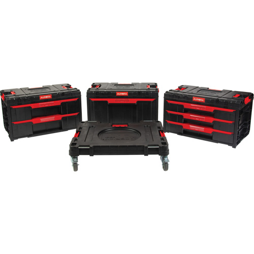 Ensemble de coffres &agrave; outils Arx de 4 morceaux avec socle &agrave; roulettes pivotantes, 23-1/10" x 15" x 22-1/2", Noir TGS INDUSTRIEL