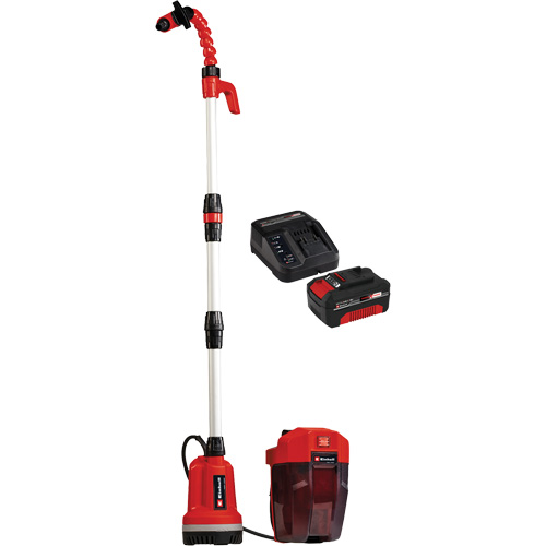 Pompe &agrave; eau propre pour baril de pluie sans fil avec batterie 4 Ah et ensemble de d&eacute;part de chargeur, 18 V, 792,5 gal./min TGS INDUSTRIEL