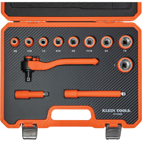 Insulated Ratchet & Socket Set with Case, 1000 V, 12 Pcs TGS INDUSTRIEL