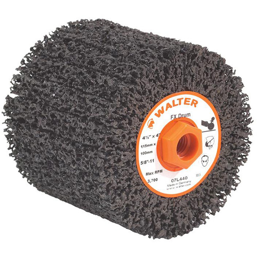 Tambour de finition FX, 4-1/4" dia. x 4" la, 5/8"-11 Arbre, Grain Cors&eacute; TGS INDUSTRIEL