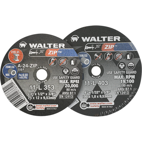 Zip Cut-Off Wheel, 4" x 1/4", 3/8" Arbor, Type 1 TGS INDUSTRIEL
