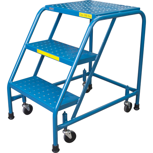 Rolling Step Ladder, 3 Steps, 18" Step Width, 28" Platform Height, Steel TGS INDUSTRIEL