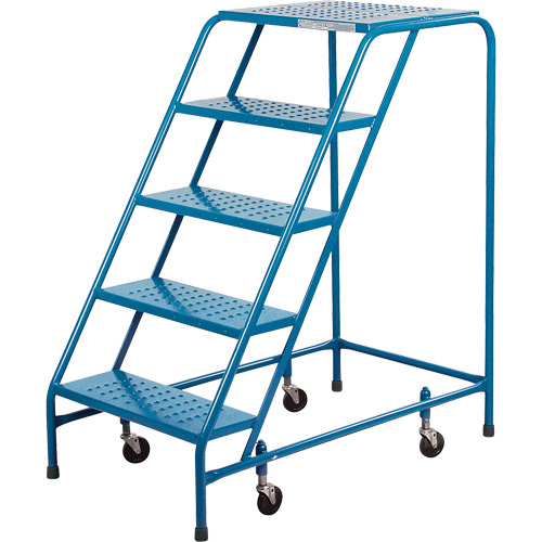 Rolling Step Ladder, 5 Steps, 18" Step Width, 46" Platform Height, Steel TGS INDUSTRIEL