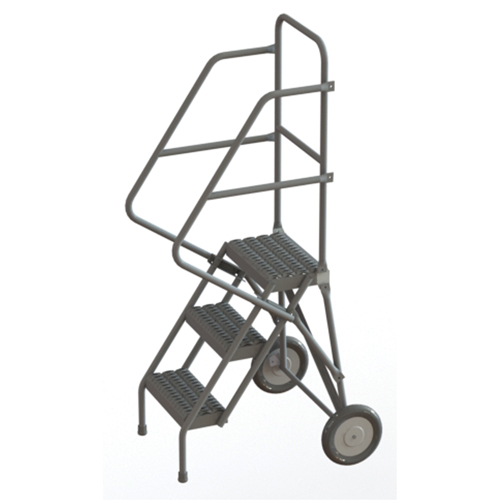 Rolling Ladder, 3 Steps, Serrated, 30" High TGS INDUSTRIEL