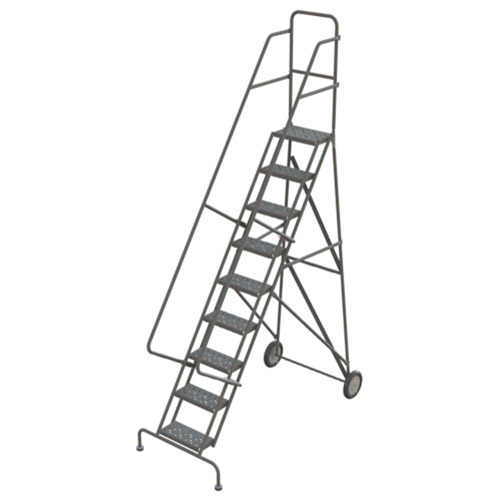 Rolling Ladder, 9 Steps, Serrated, 96" High TGS INDUSTRIEL