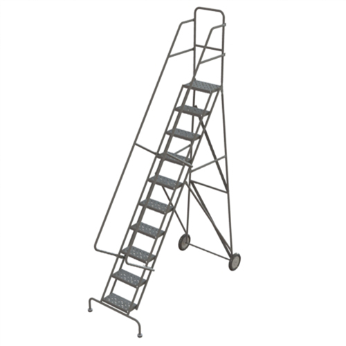 Rolling Ladder, 10 Steps, Serrated, 106" High TGS INDUSTRIEL