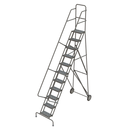 Rolling Ladder, 11 Steps, Serrated, 116" High TGS INDUSTRIEL