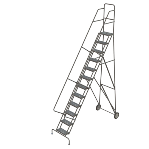 Rolling Ladder, 12 Steps, Serrated, 126" High TGS INDUSTRIEL