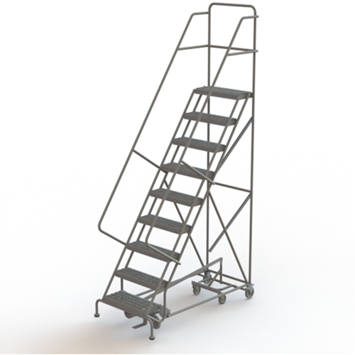 &eacute;chelles roulantes multidirectionnelles, 9 marches, Largeur de la marche 24", Hauteur de la plateforme 90", Acier TGS INDUSTRIEL