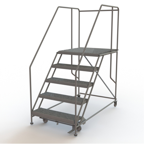 Mobile Work Platform, Steel, 5 Steps, 50" H, 36" D, 36" Step, Serrated TGS INDUSTRIEL
