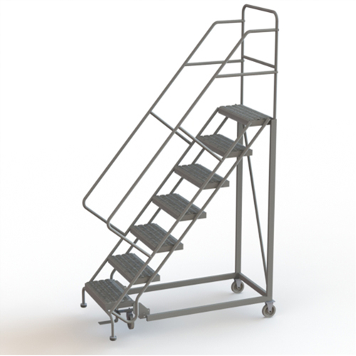 Safety Slope Rolling Ladder, 7 Steps, Serrated, 50° Incline, 70" High TGS INDUSTRIEL