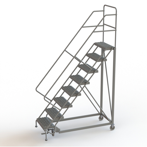 Safety Slope Rolling Ladder, 8 Steps, Serrated, 50° Incline, 80" High TGS INDUSTRIEL