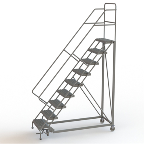Safety Slope Rolling Ladder, 9 Steps, Serrated, 50° Incline, 90" High TGS INDUSTRIEL