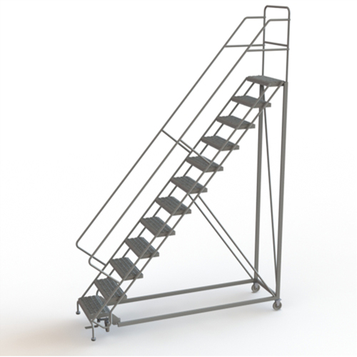 Safety Slope Rolling Ladder, 12 Steps, Serrated, 50° Incline, 120" High TGS INDUSTRIEL