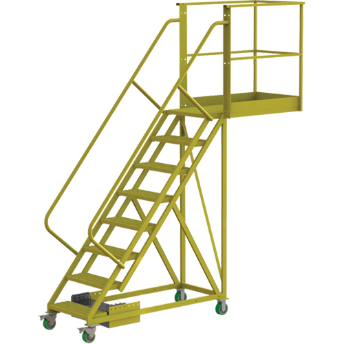 Cantilever Rolling Ladder, Unsupported, 8 Steps, 40" Platform Depth, 80" Platform Height TGS INDUSTRIEL