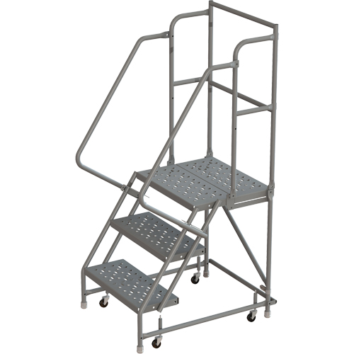 Deep Top Step Rolling Ladder, 3 Steps, 24" Step Width, 30" Platform Height, Steel TGS INDUSTRIEL