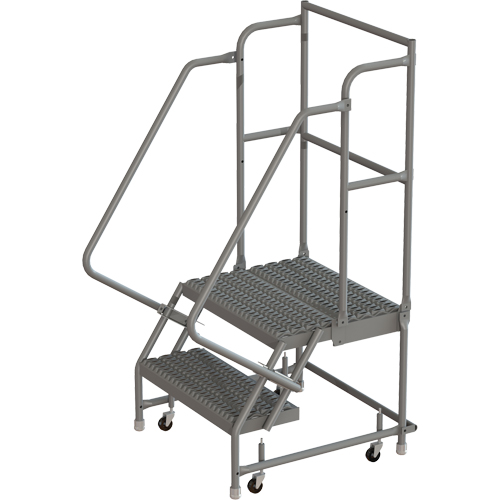 Escabeaux roulants &agrave; dessus profond, 2 marches, Largeur de la marche 24", Hauteur de la plateforme 20", Acier TGS INDUSTRIEL