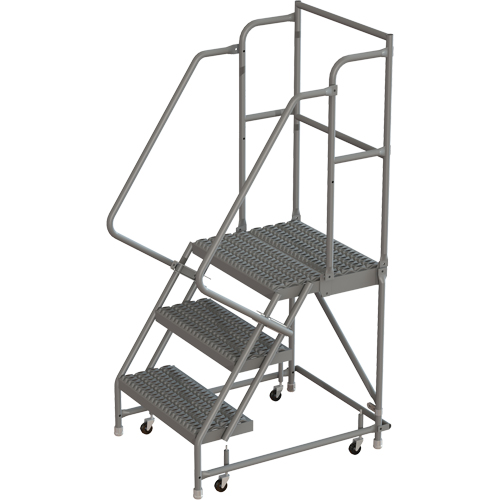 Deep Top Step Rolling Ladder, 3 Steps, 16" Step Width, 30" Platform Height, Steel TGS INDUSTRIEL