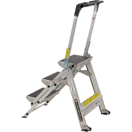 &eacute;chelle escabeau avec roues pivotantes, 3 marches, 34" x 22" x Hauteur 50,75" TGS INDUSTRIEL