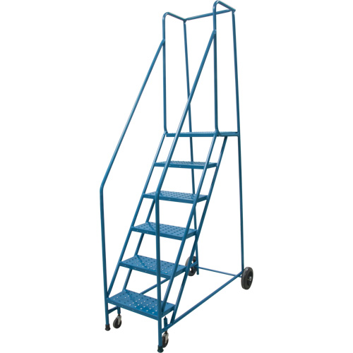 Rolling Step Ladder, 6 Steps, 18" Step Width, 55" Platform Height, Steel TGS INDUSTRIEL
